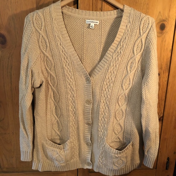 Gold Cable Knit Button Down Sweater - Picture 1 of 4